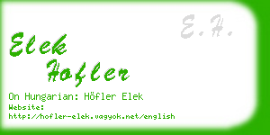 elek hofler business card